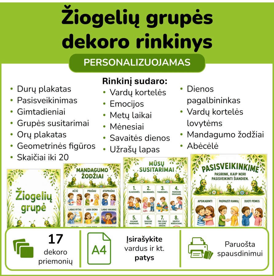 Žiogelių grupės dekoro rinkinys (Nr. P216) Žiogelių grupės dekoro rinkinys (Nr. P216)