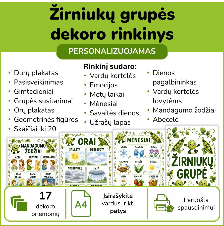 Žirniukų grupės dekoro rinkinys (Nr. P222)