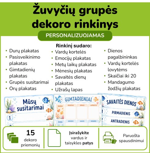 Žuvyčių grupės dekoro rinkinys (Nr. P196)
