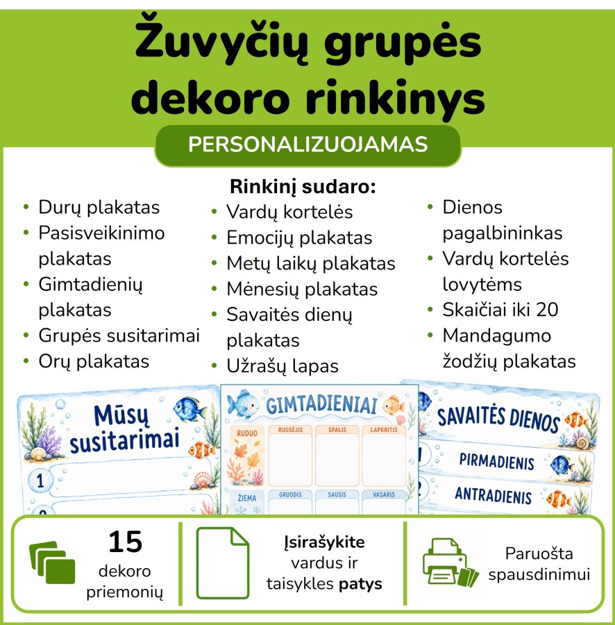 Žuvyčių grupės dekoro rinkinys (Nr. P196) Žuvyčių grupės dekoro rinkinys (Nr. P196)